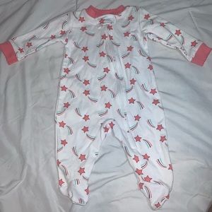 Pink and white stars baby girl sleeper